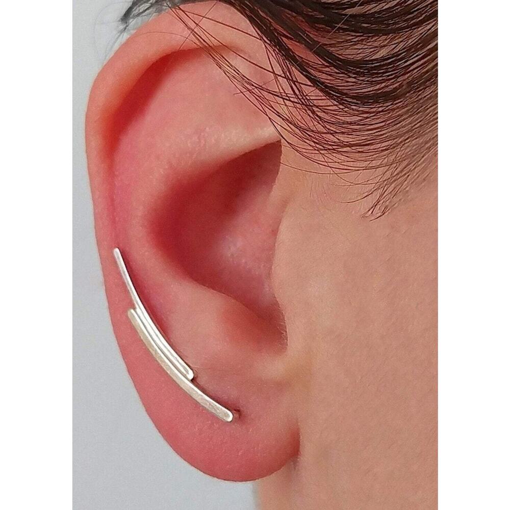 Rebecca Wolf Design Emmie Golden Double Ear Climber Earrings Gold Sterling $150
